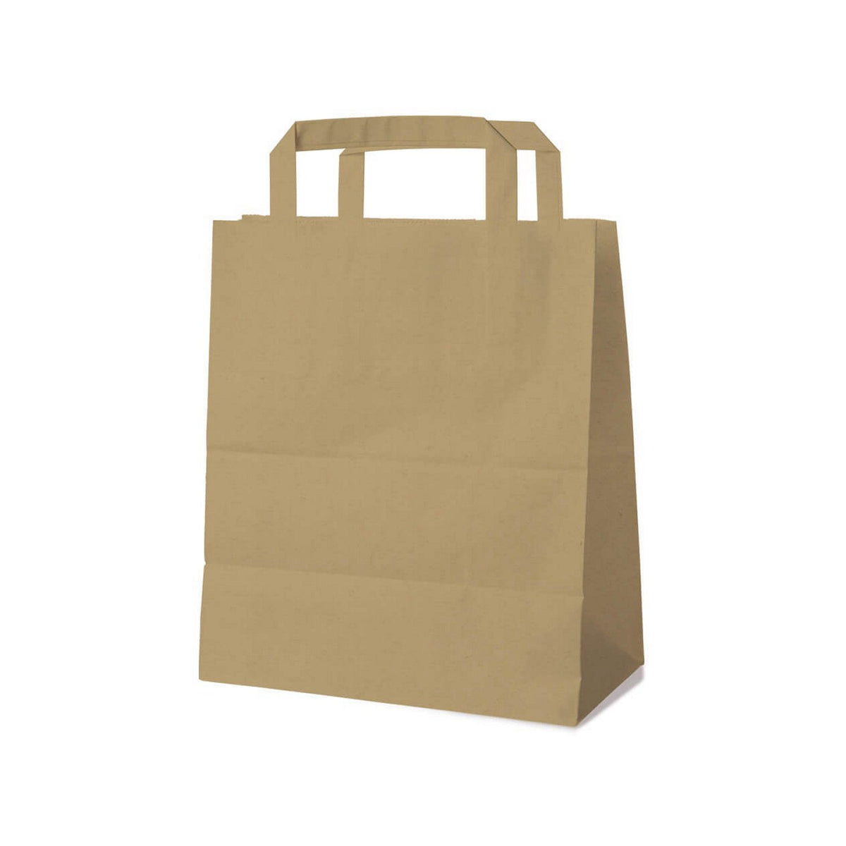 Papiertragetasche mit Flachhenkel, Kraftpapier, 18 × 9 × 22 cm