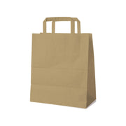 Papiertragetasche mit Flachhenkel, Kraftpapier, 22 × 10,5 × 30 cm