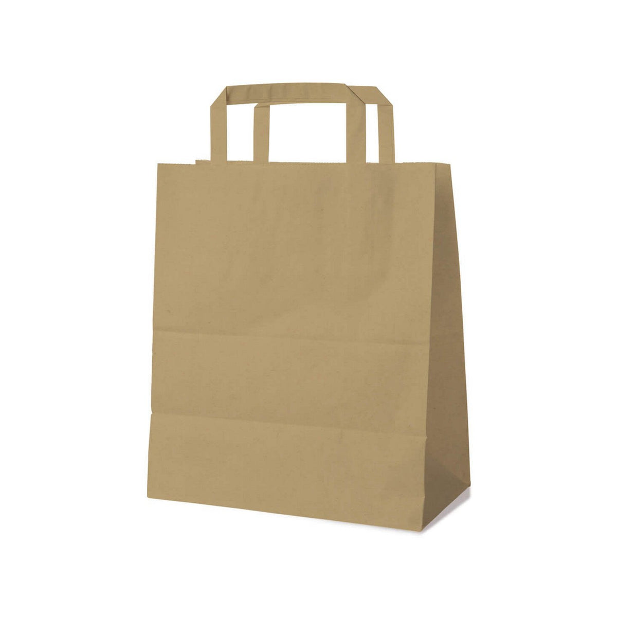 Papiertragetasche mit Flachhenkel, Kraftpapier, 22 × 10,5 × 30 cm