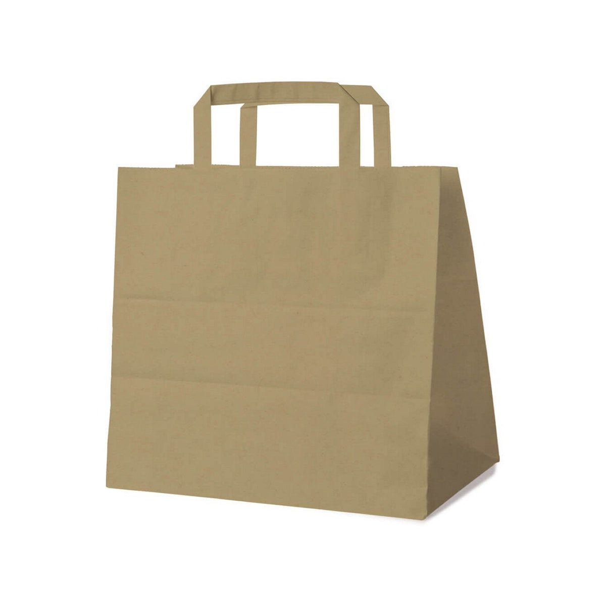 Papiertragetasche mit Flachhenkel, Kraftpapier, 26 × 17 × 26 cm