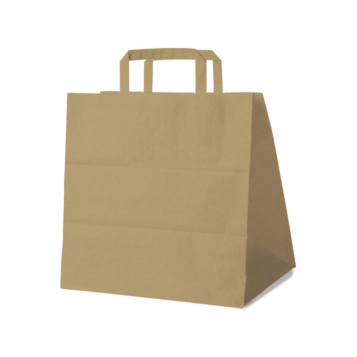 Papiertragetasche mit Flachhenkel, Kraftpapier, 32 × 21 × 33 cm