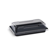 Sushi-Schale S, PET, Schwarz, 140,5 × 80 × 21,6 mm, inkl. Deckel – leer, mit Deckel