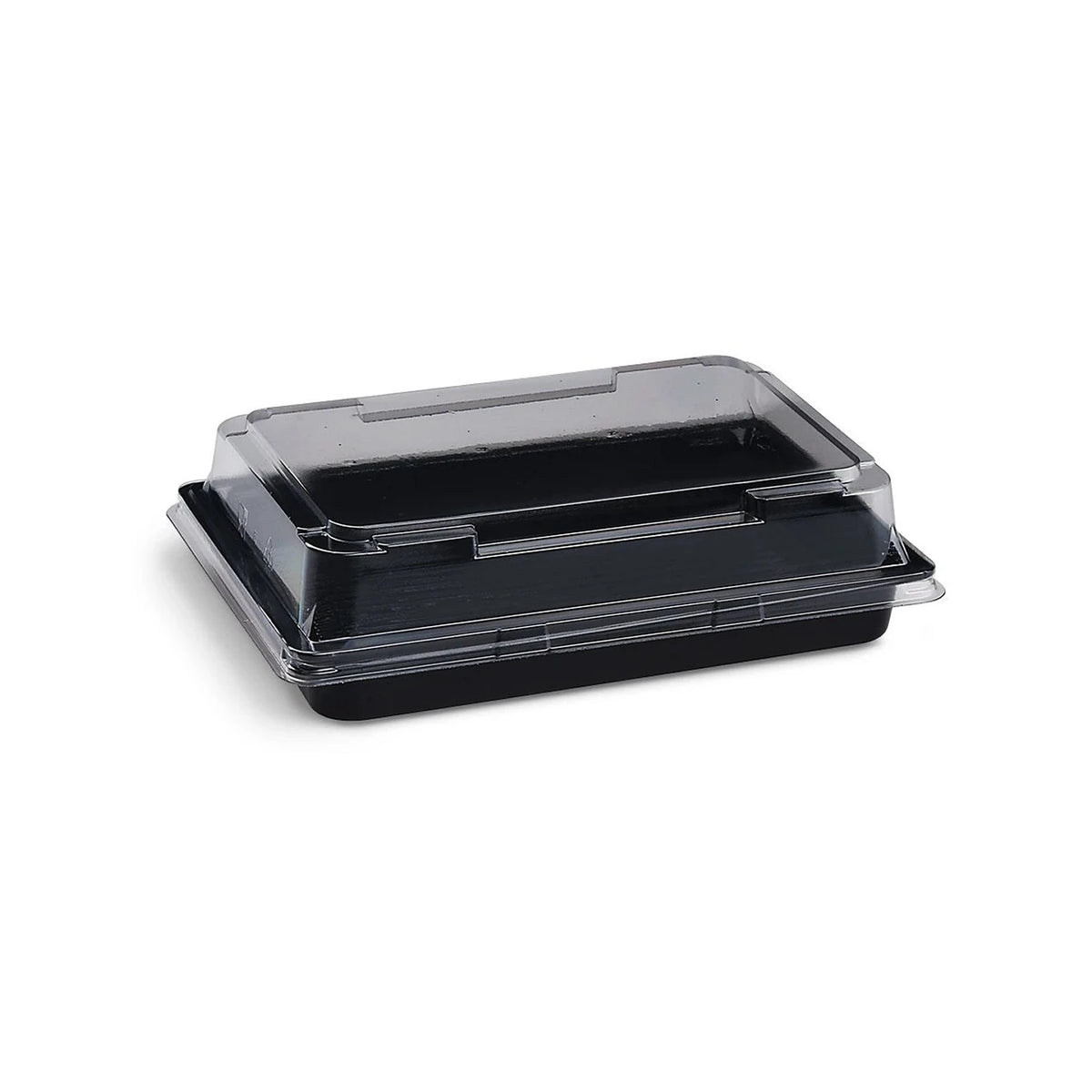 Sushi-Schale M, PET, Schwarz, 163 x 112 x 21,1 mm, inkl. Deckel – leer, mit Deckel