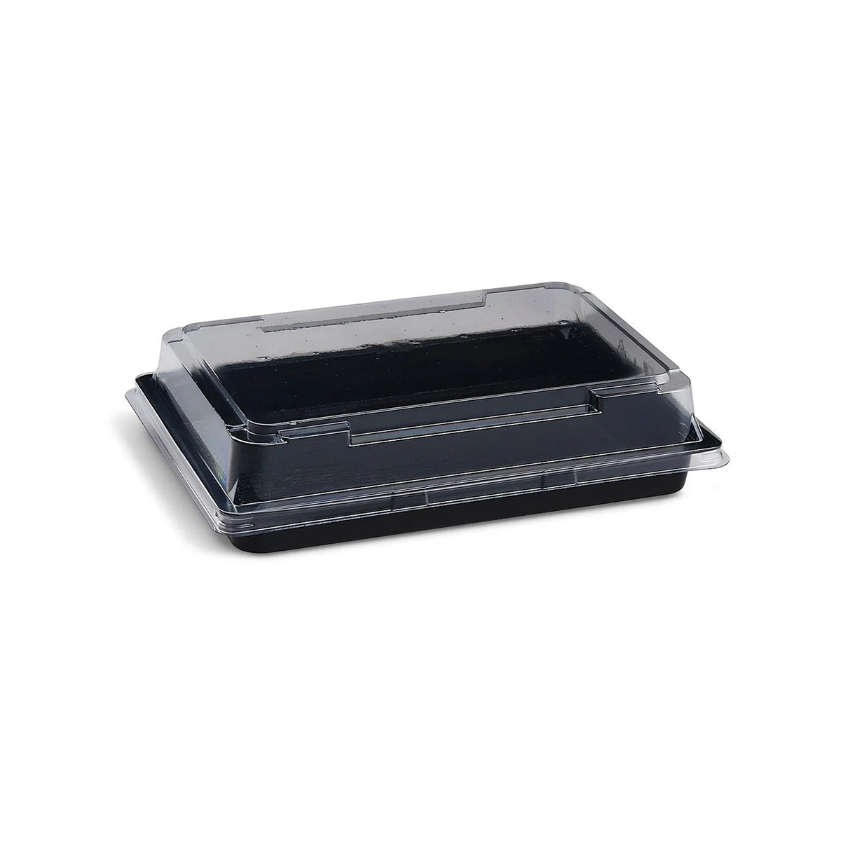 Sushi-Schale L, PET, Schwarz, 185 × 130 × 20,5 mm, inkl. Deckel – leer, mit Deckel