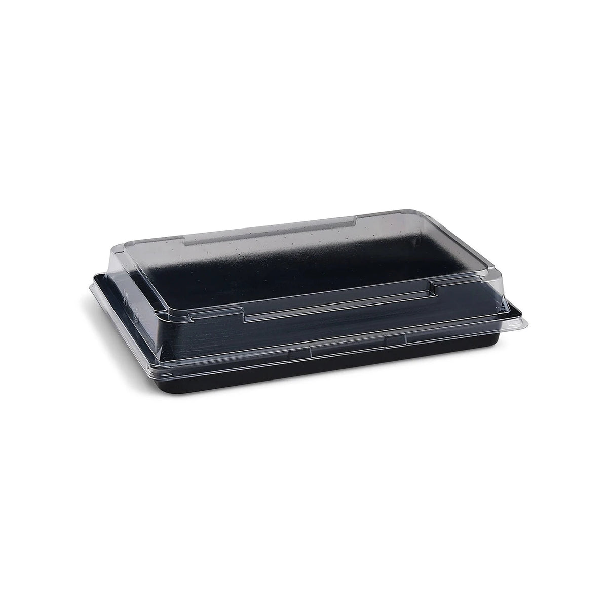 Sushi Schale XL, PET, Schwarz, 213,5 x 134 x 20,5 mm, inkl. Deckel – leer, mit Deckel