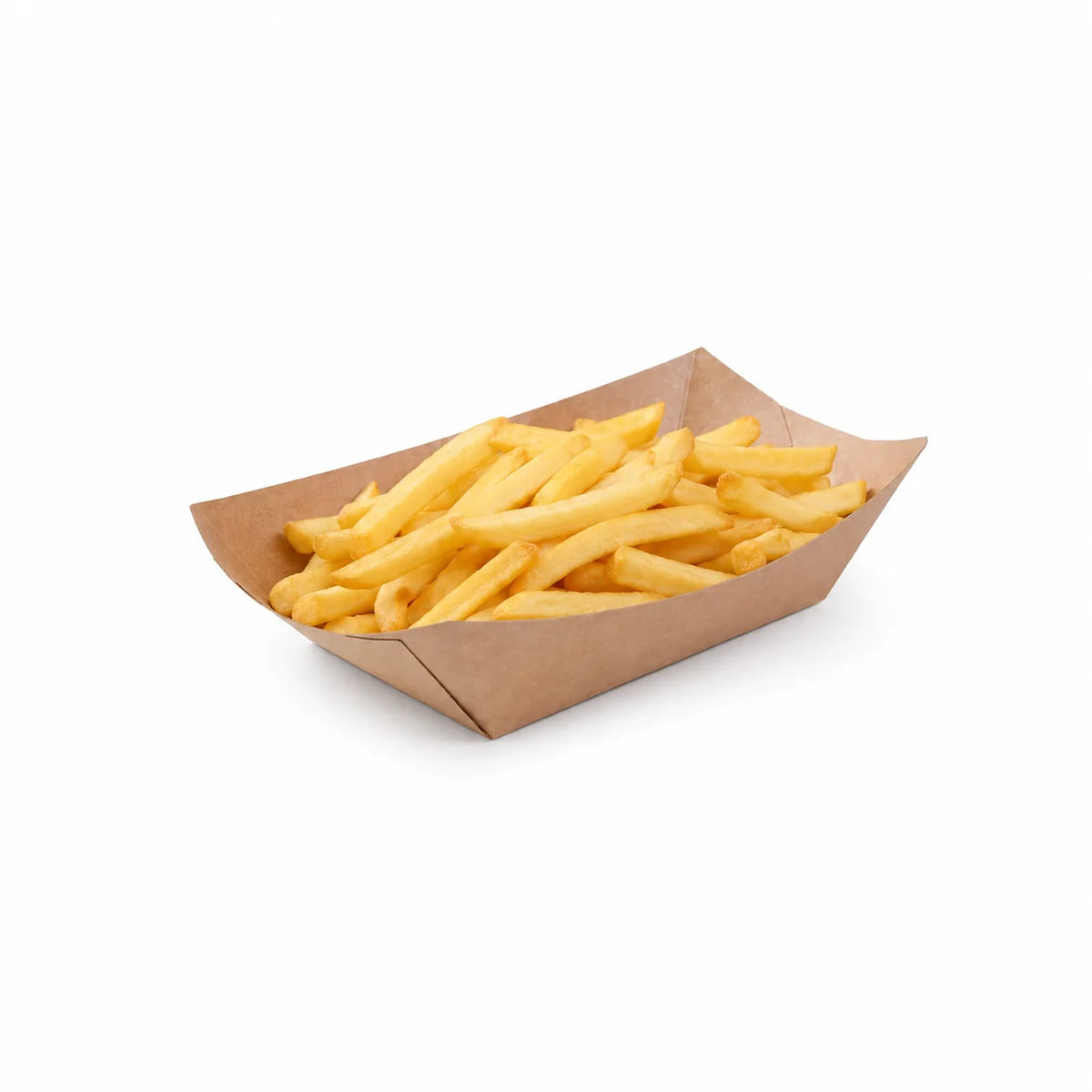 Snackschale 375 ml, Kraftpapier, 150 x 100 x 40 mm – mit Pommes
