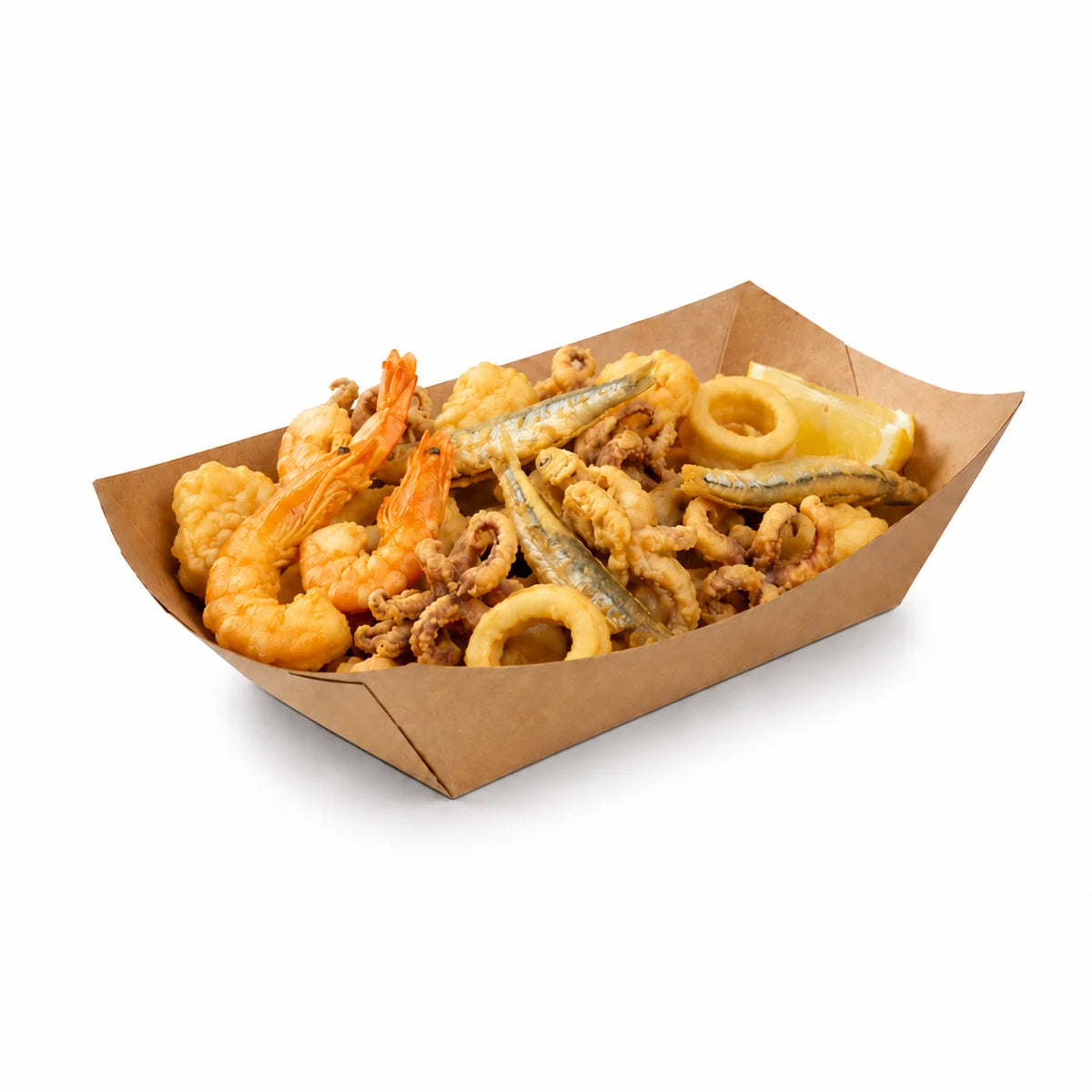 Snackschale 750 ml, Kraftpapier, 205 × 137 × 53 mm – gefüllt